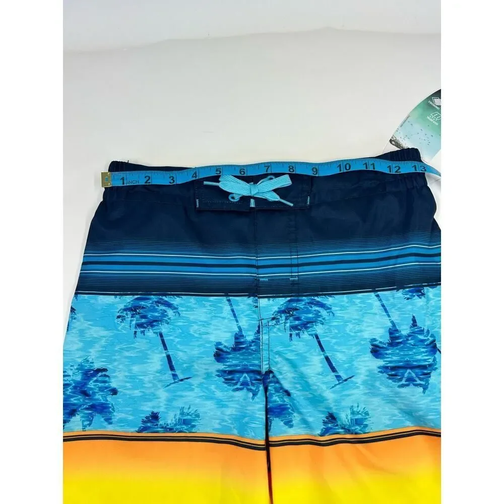 Laguna Boys Blue Palm Tree Swim Trunks UPF 50 Size‎ M 10/12